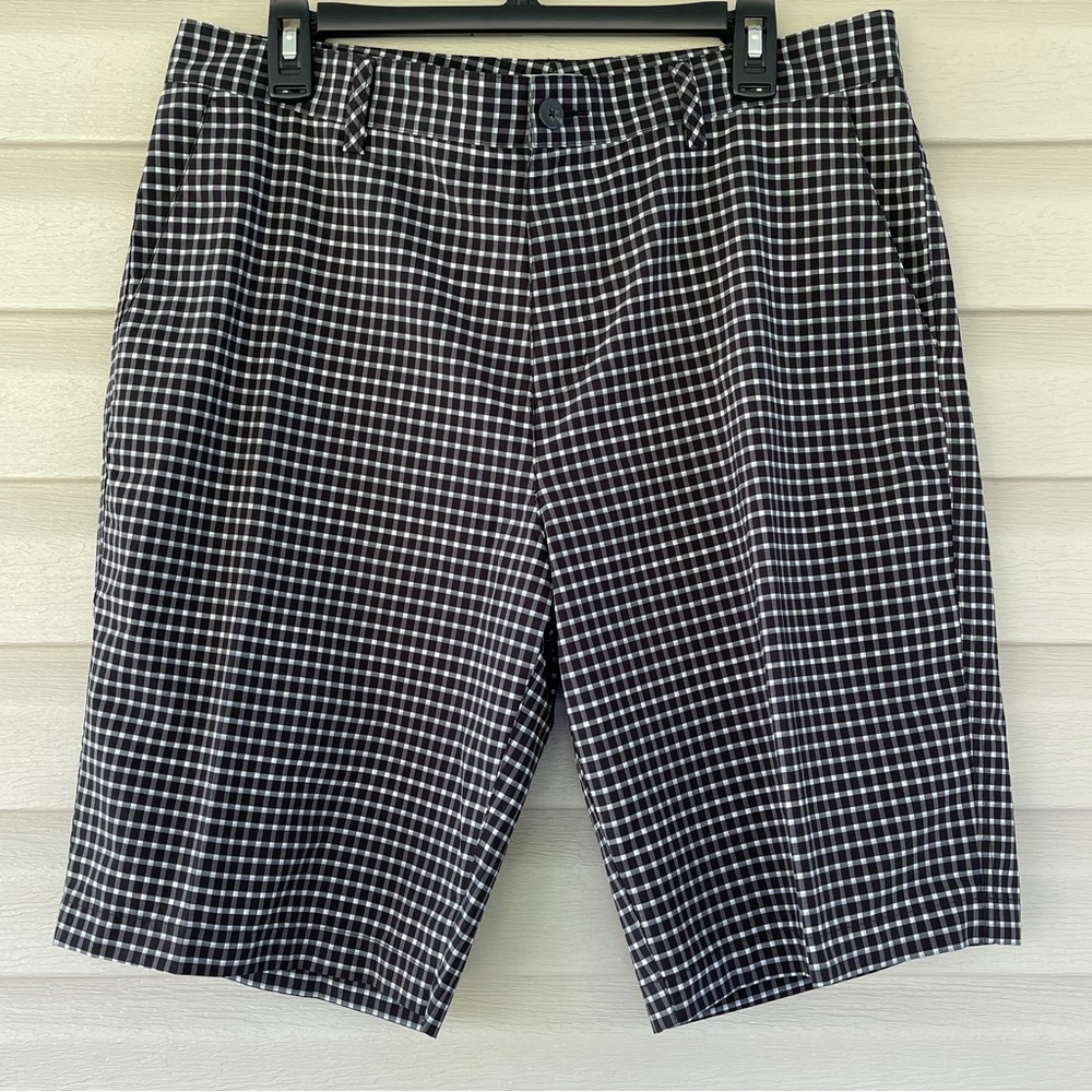 Adidas Mens Black White Plaid Golf Shorts Size 34